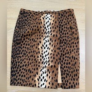 Michael Kors Brown and Black Animal Print Midi Skirt
